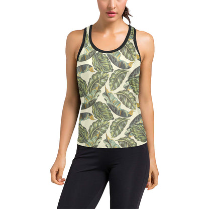 Banana Leaf Pattern Print Design BL08 Women's Racerback Tank Top
