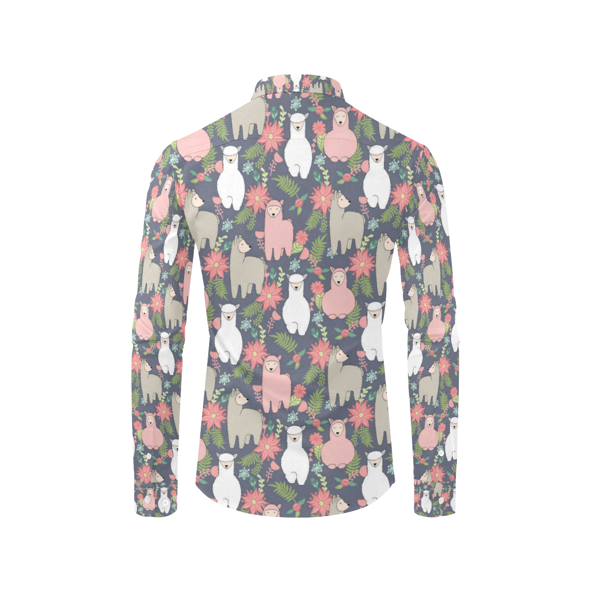 Alpaca Pattern Print Design 03 Men's Long Sleeve Shirt