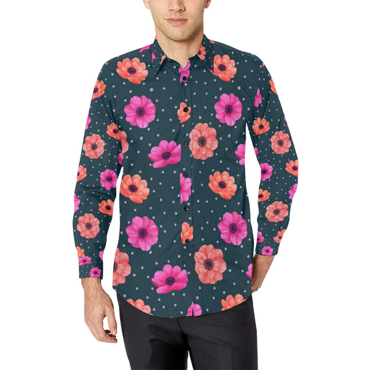 Anemone Pattern Print Design AM08 Men's Long Sleeve Shirt
