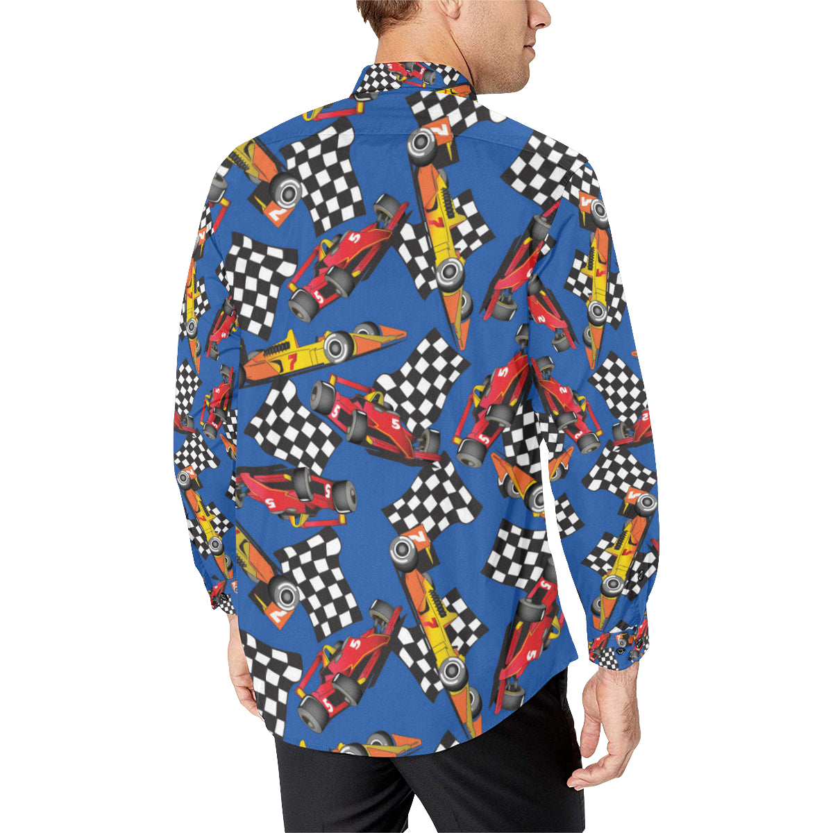 Racing Pattern Print Design A01 Men's Long Sleeve Shirt
