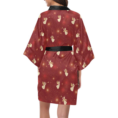 Angel Pattern Print Design 07 Women's Short Kimono