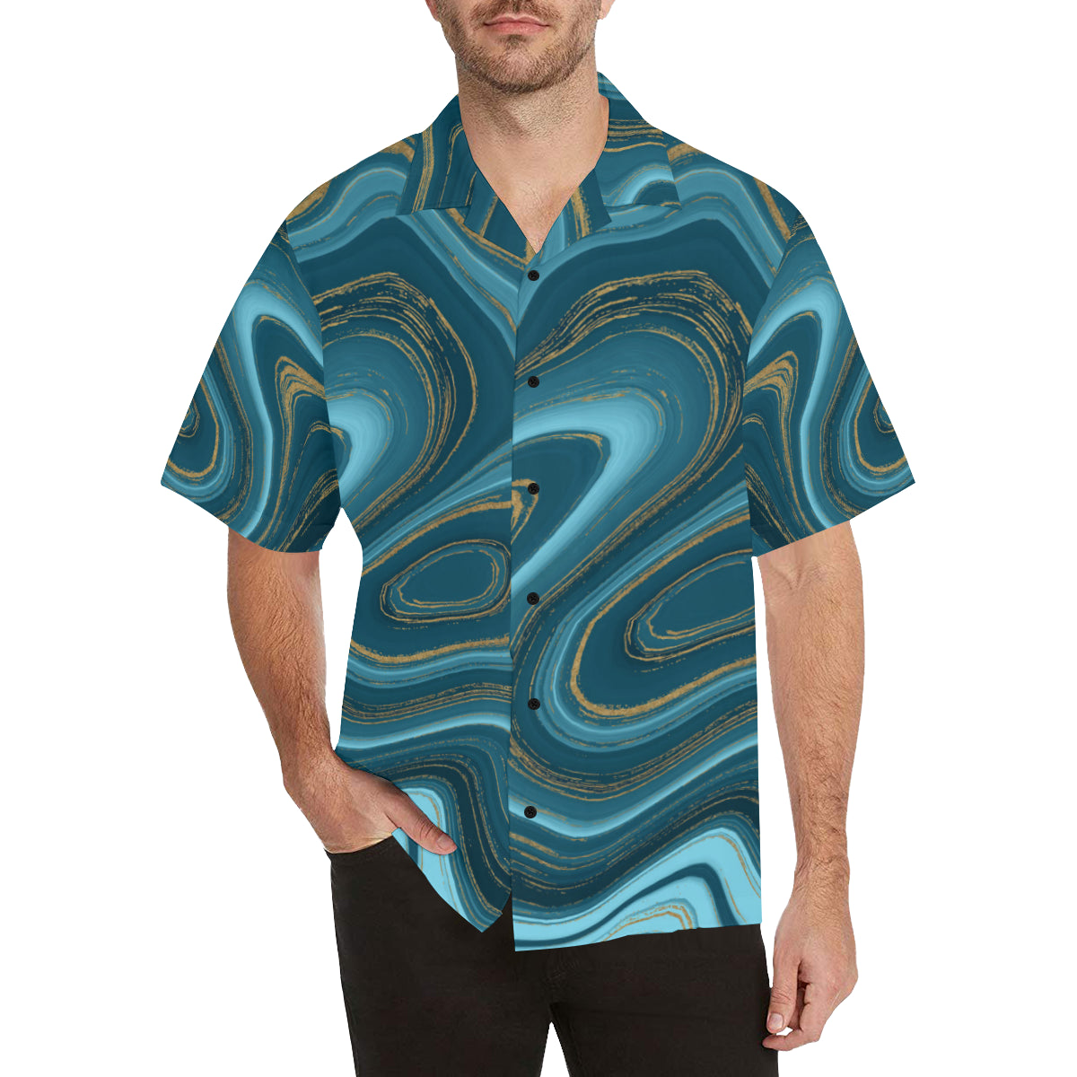 Liquid Pattern Print Design 04 Men's Hawaiian Shirt