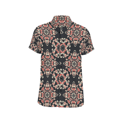 Medallion Pattern Print Design 01 Men's Short Sleeve Button Up Shirt