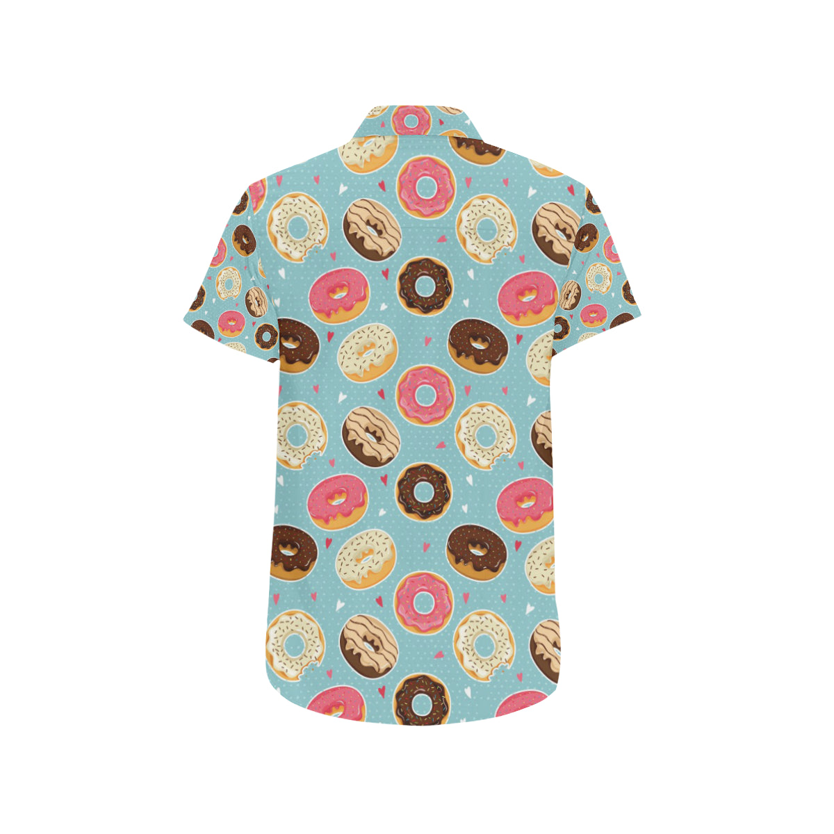 Donut Pattern Print Design DN04 Men's Short Sleeve Button Up Shirt