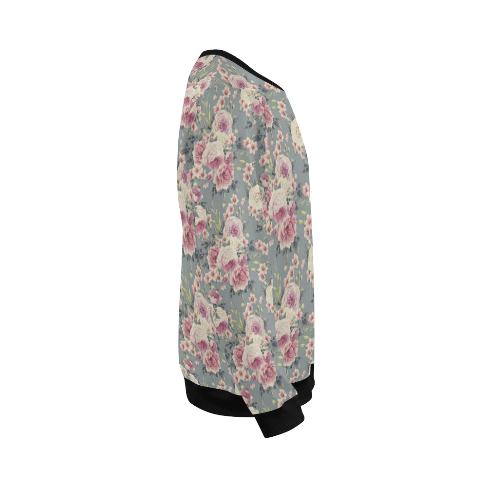 Peony Pattern Print Design PE05 Men Long Sleeve Sweatshirt