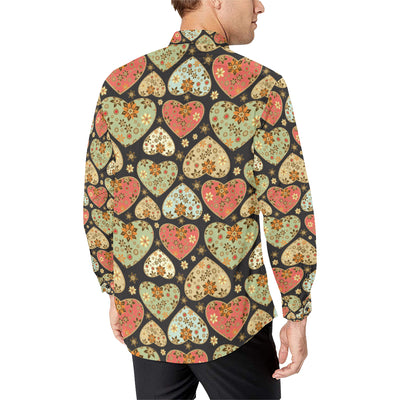 Heart Boho Pattern Print Design HE04 Men's Long Sleeve Shirt