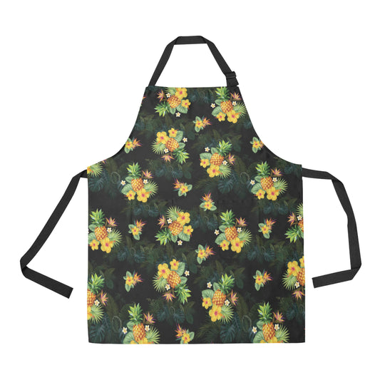 Pineapple Tropical Flower Print Pattern Apron with Pocket
