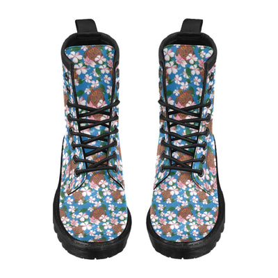 Sea Turtle Pink Hibiscus Hawaiian Print Women's Boots