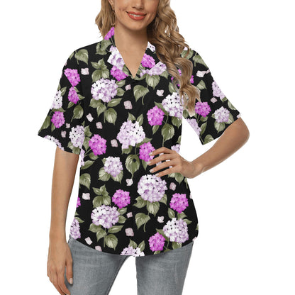 Hydrangea Pattern Print Design HD011 Women's Hawaiian Shirt