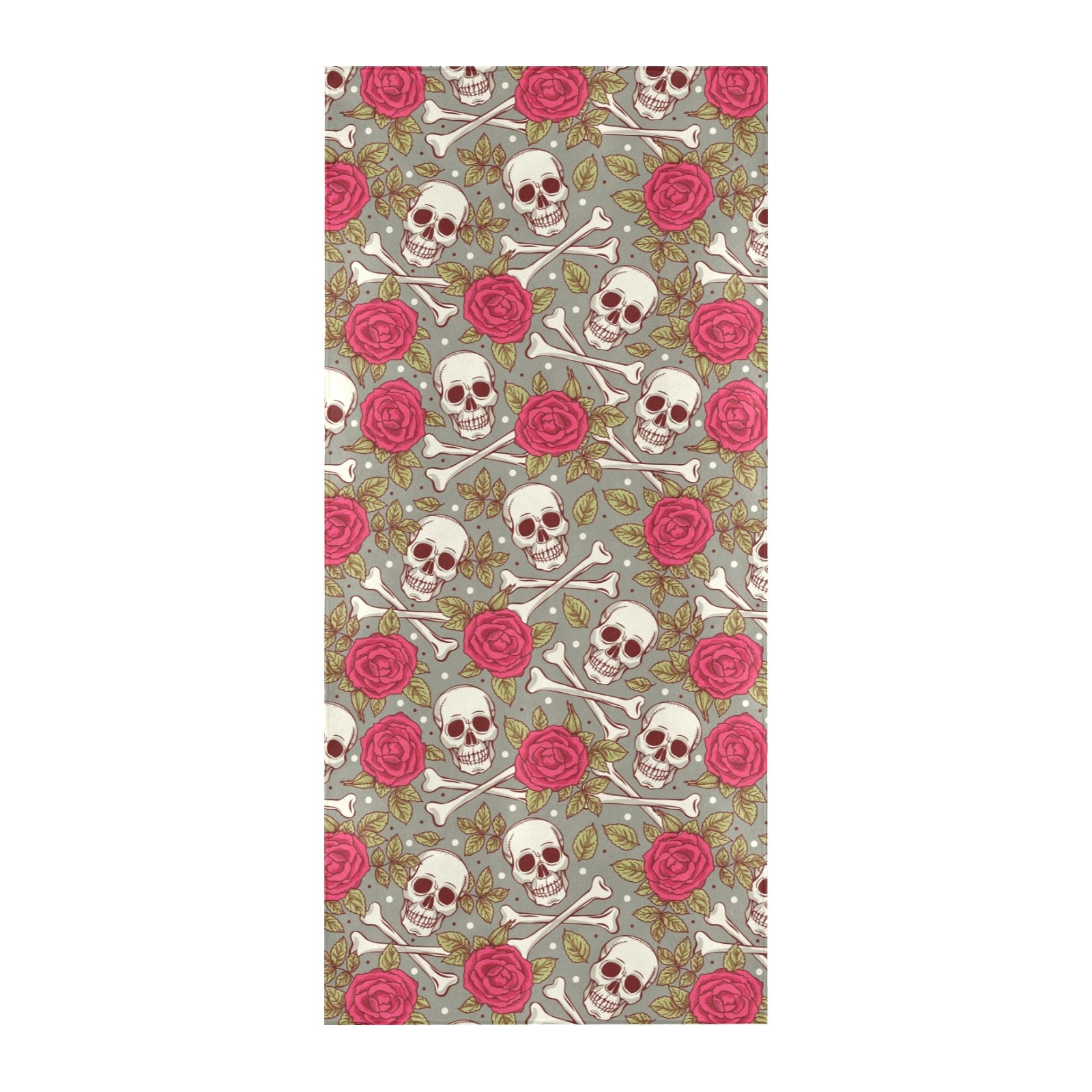 Skull Bone Rose Print Design LKS303 Beach Towel 32" x 71"