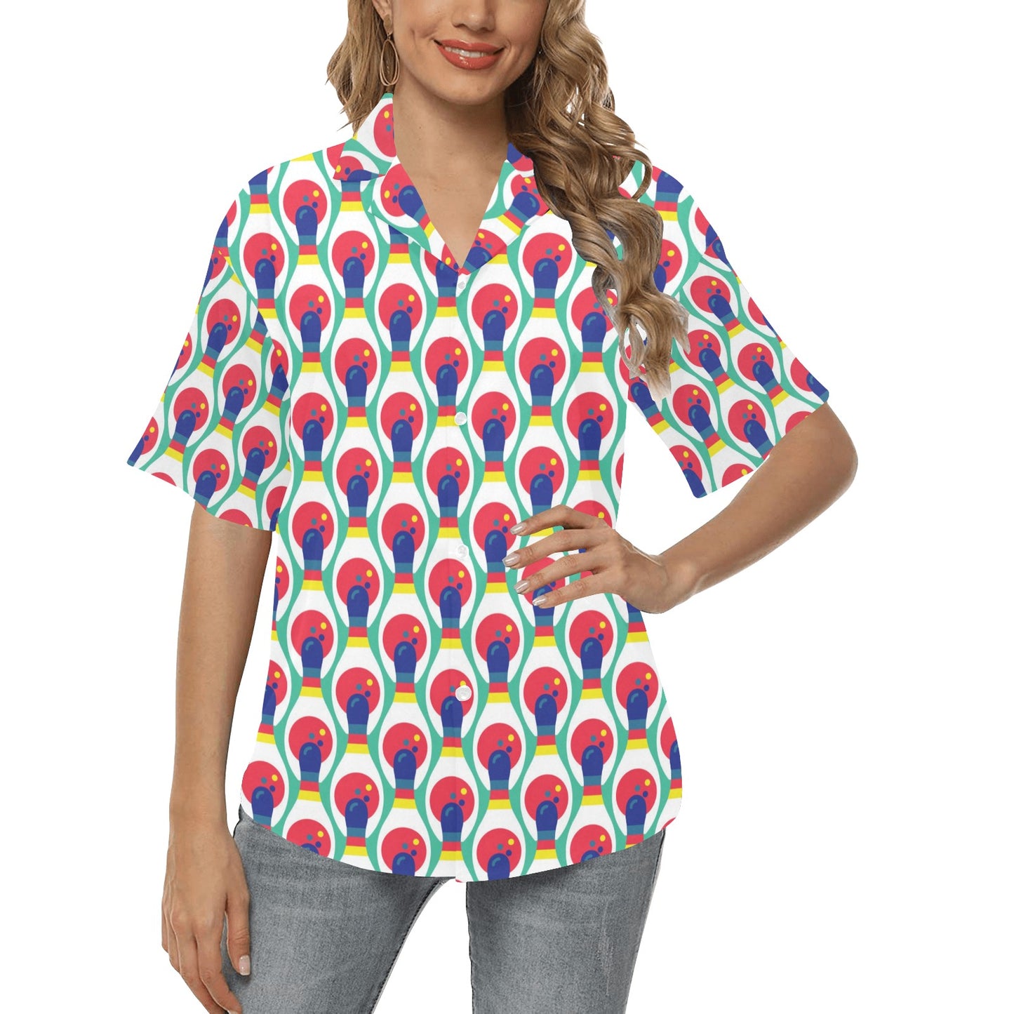 Bowling Pattern Print Design 05 Women's Hawaiian Shirt