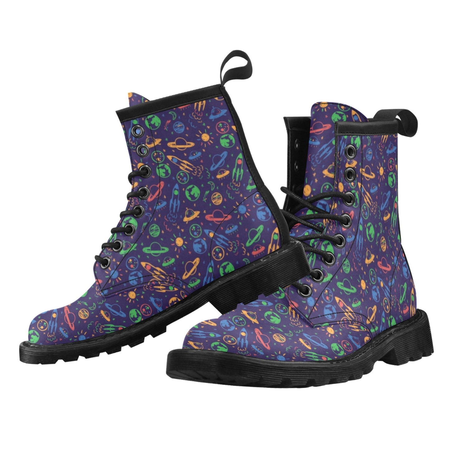 UFO Space Rocket Print Design LKS302 Women's Boots