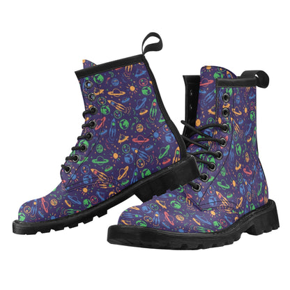 UFO Space Rocket Print Design LKS302 Women's Boots