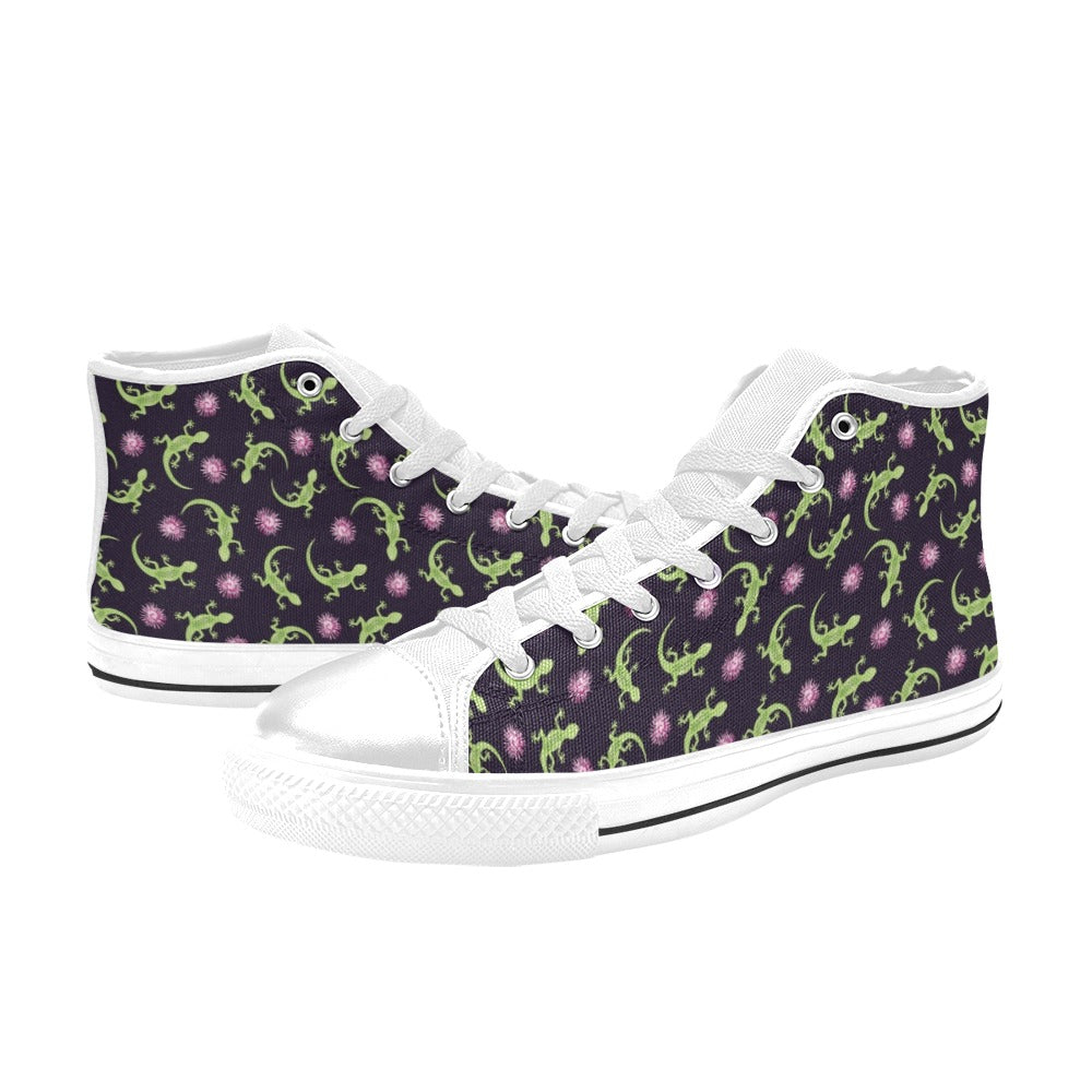 lizard Print Design LKS402 High Top Women's White Shoes