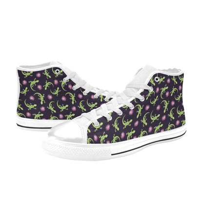 lizard Print Design LKS402 High Top Women's White Shoes