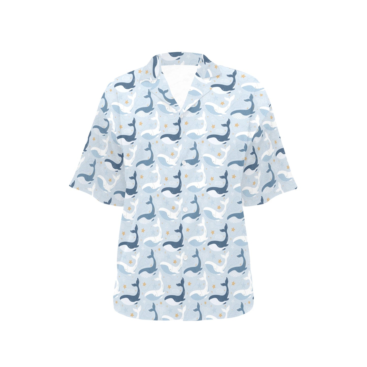 Whale Print Design LKS305 Women's Hawaiian Shirt