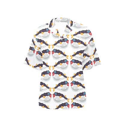 Fugu Pattern Print Design 03 Women's Hawaiian Shirt