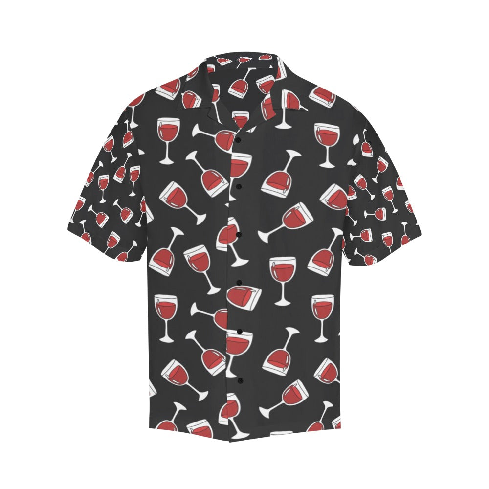 Wine Glass Print Design LKS303 Men's Hawaiian Shirt