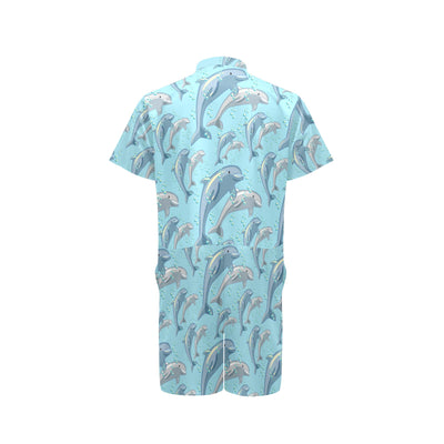 Dolphin Print Pattern Men's Romper