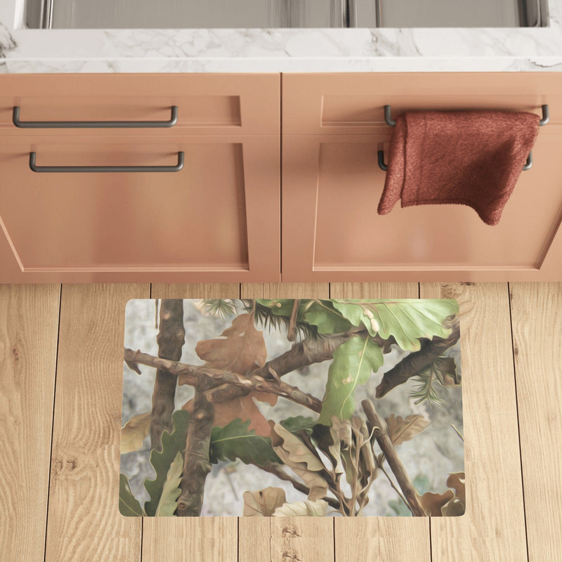 Camo Realistic Tree Forest Print Kitchen Mat