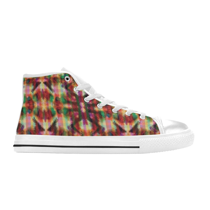 Tie Dye Print Design LKS301 High Top Women's White Shoes