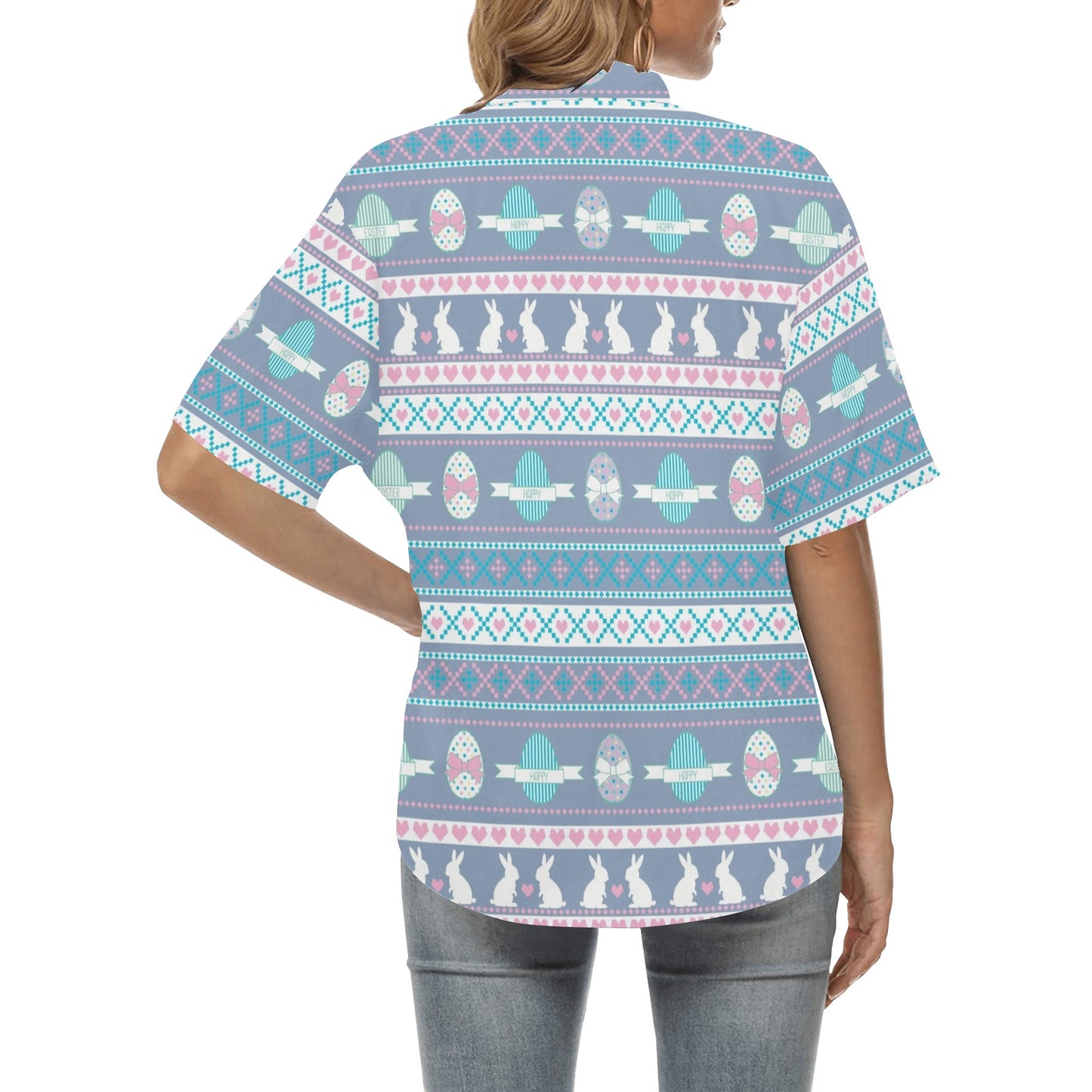 Easter Eggs Pattern Print Design RB013 Women's Hawaiian Shirt