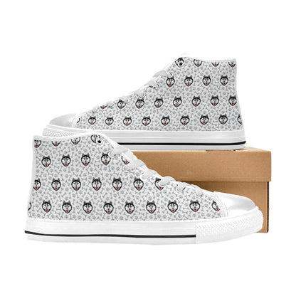 Siberian Huskies Print Design LKS305 High Top Women's White Shoes