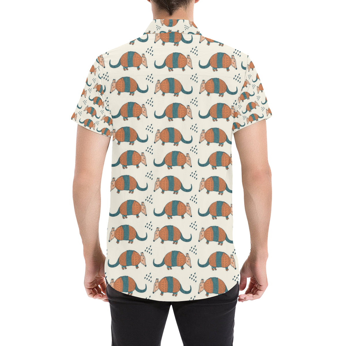Armadillo Pattern Print Design 01 Men's Short Sleeve Button Up Shirt