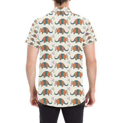 Armadillo Pattern Print Design 01 Men's Short Sleeve Button Up Shirt