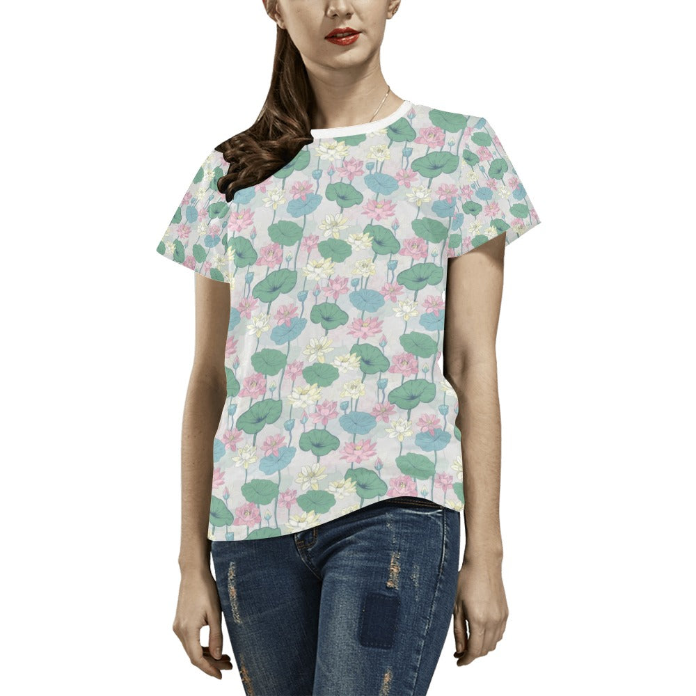Water Lily Print Design LKS305 Women's  T-shirt