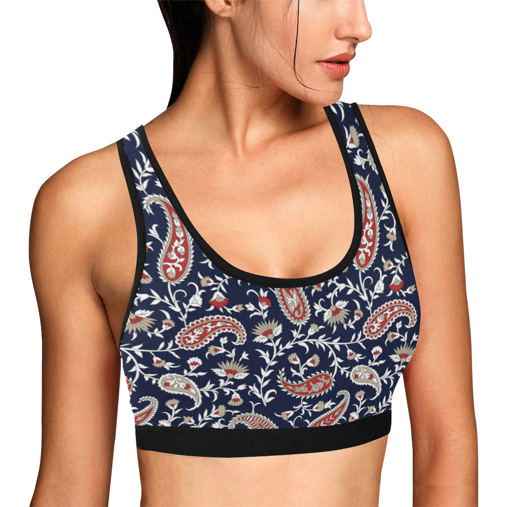 Paisley Pattern Print Design A05 Sports Bra