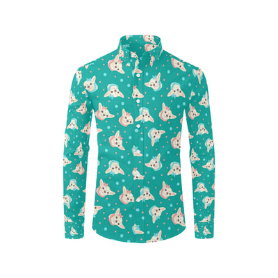 Chihuahua Polka Dot Pattern Men's Long Sleeve Shirt