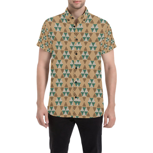 Celtic Pattern Print Design 08 Men's Short Sleeve Button Up Shirt