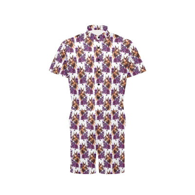 Chihuahua Purple Floral Men's Romper