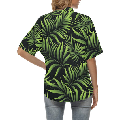 Palm Leaves Pattern Print Design PL07 Women's Hawaiian Shirt