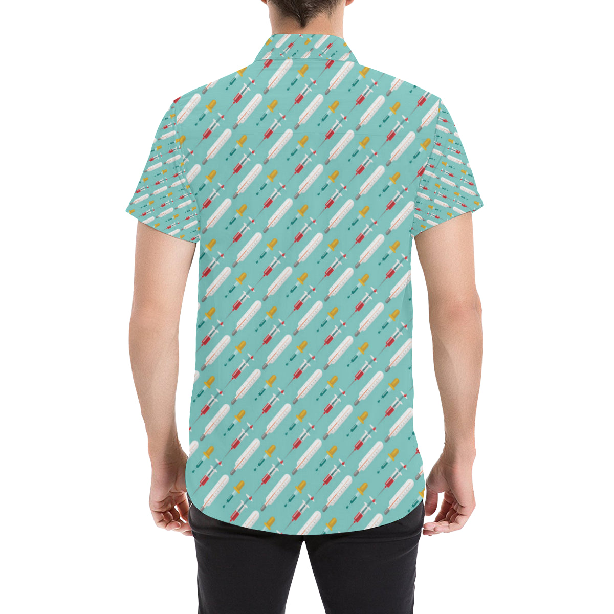 Phlebotomist Medical Print Men's Short Sleeve Button Up Shirt