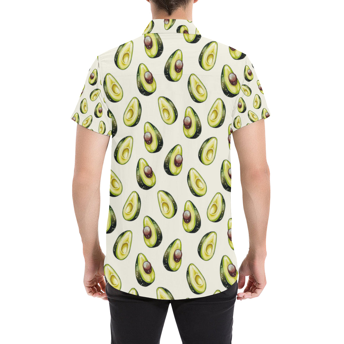 Avocado Pattern Print Design 01 Men's Short Sleeve Button Up Shirt