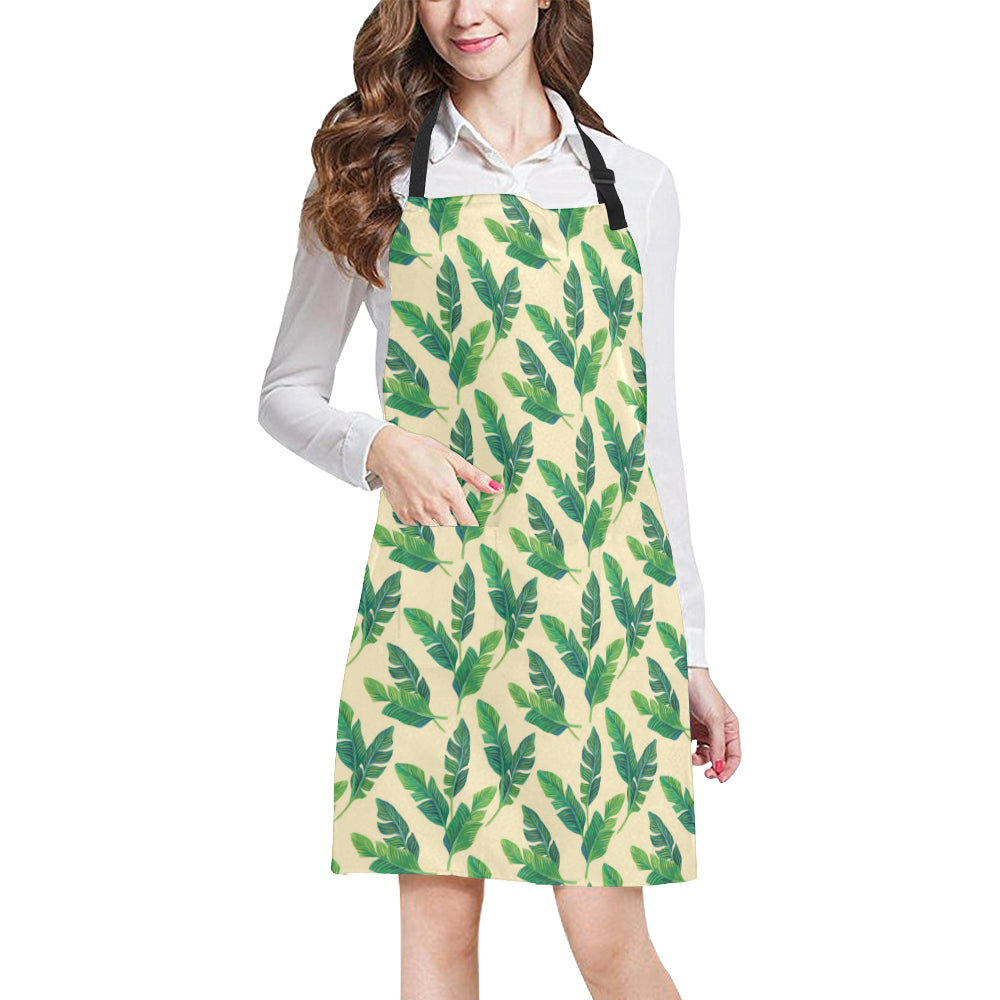 Banana Leaf Pattern Print Design 01 Apron with Pocket