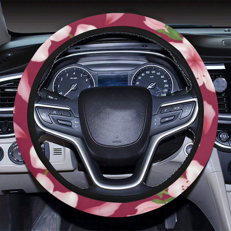 Cherry Blossom Pattern Print Design CB06 Steering Wheel Cover with Elastic Edge