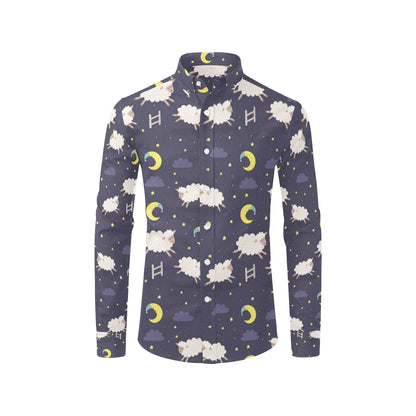 Sheep Night Pattern Print Design 02 Men's Long Sleeve Shirt