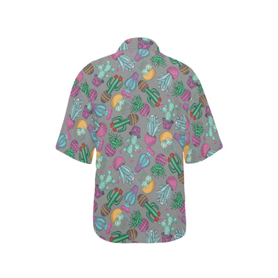 Cactus Colorful Print Pattern Women's Hawaiian Shirt