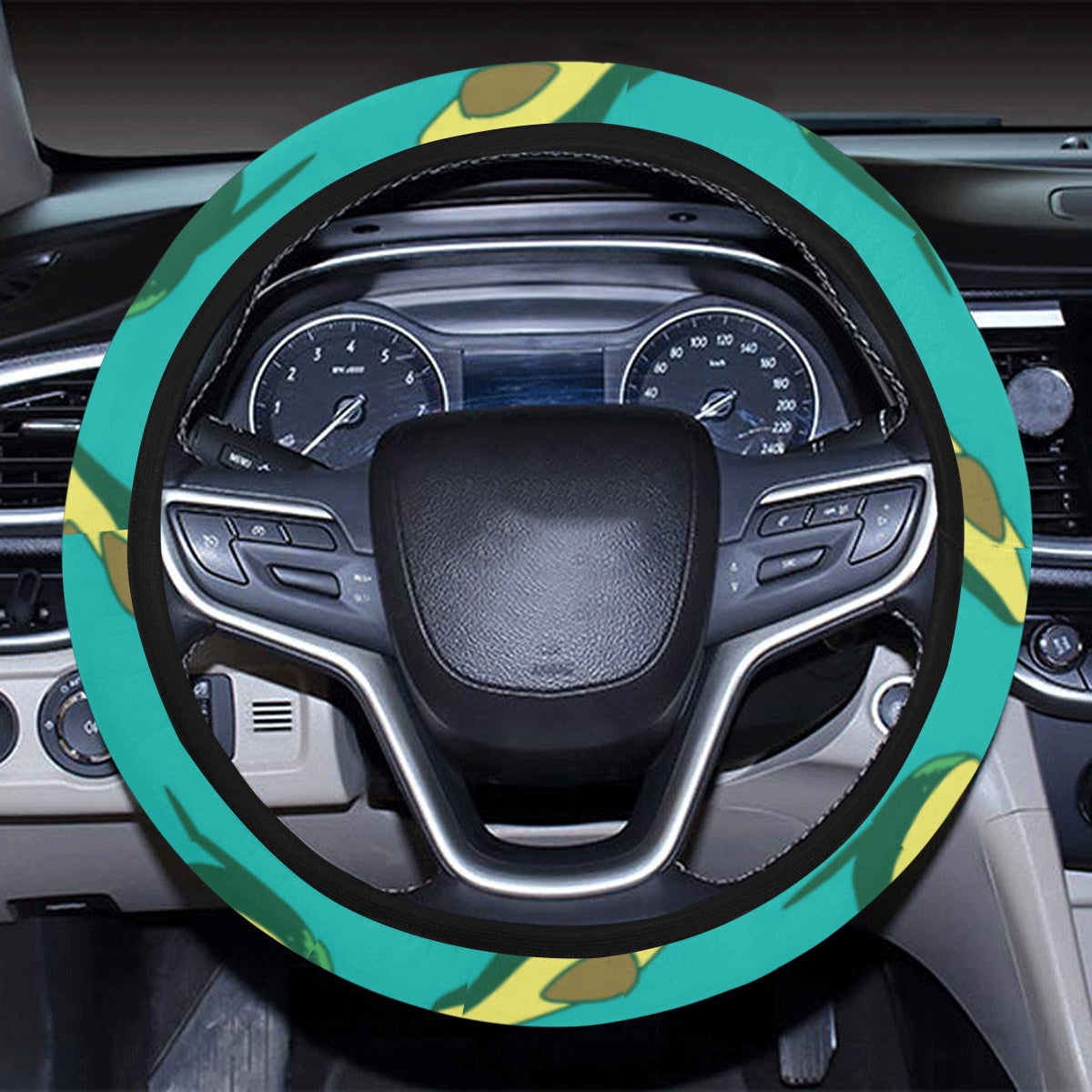 Avocado Pattern Print Design 03 Steering Wheel Cover with Elastic Edge