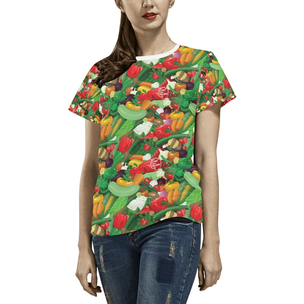 Salad Mix Vegetableprint Design LKS301 Women's  T-shirt