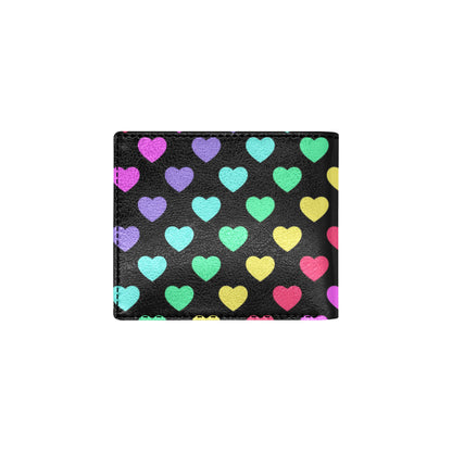Heart Rainbow Pattern Print Design HE02 Men's ID Card Wallet