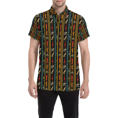 Eye of Horus Egypt Style Pattern Men's Short Sleeve Button Up Shirt