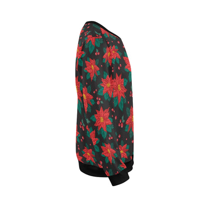 Poinsettia Pattern Print Design POT07 Men Long Sleeve Sweatshirt