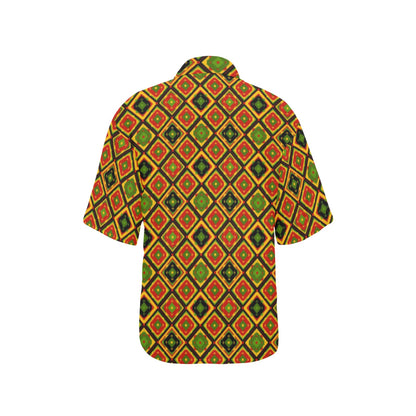 Rasta Reggae Color Pattern Women's Hawaiian Shirt