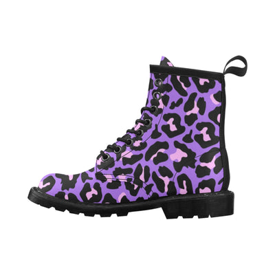 Cheetah Purple Neon Print Pattern Women's Boots