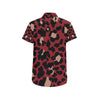 Cheetah Red Print Pattern Men's Short Sleeve Button Up Shirt