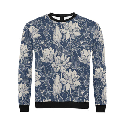 Water Lily Pattern Print Design WL04 Men Long Sleeve Sweatshirt